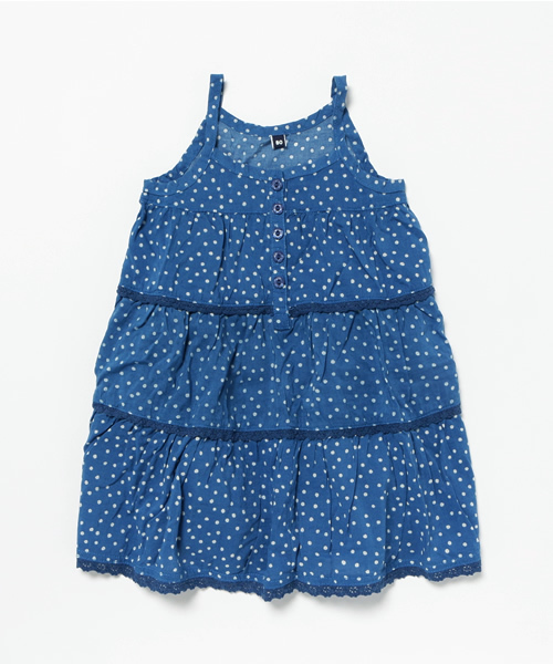 RUGGEDWORKS(ラゲッドワークス)の「ドット柄サマードレス(ワンピース・キッズ・ブルー/イエロー/ライトグリーン・90cm/100cm/130cm/140cm/110cm/120cm/80cm)」の1枚目の写真