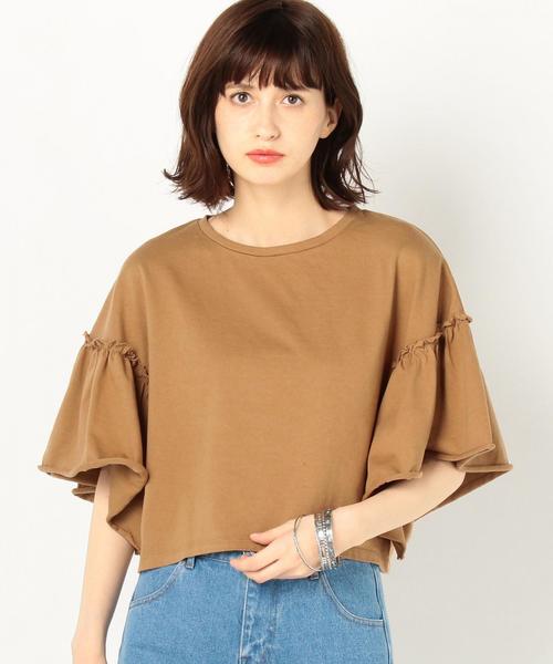 Another Edition（アナザーエディション）の「フリルスリーブTシャツ/AEBFC C フリル SL TEE◆（Tシャツ/カットソー・レディース・ブラック/ベージュ/ダークグリーン・FREE）」の3枚目の写真