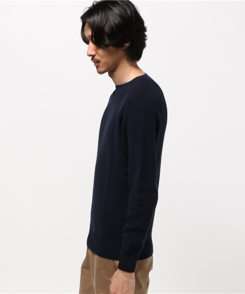 Denime（ドゥニーム）の「片畦クルーネックニット（ニット/セーター・メンズ・カーキ/グレー/ネイビー・MEDIUM/LARGE/X-LARGE）」の4枚目の写真