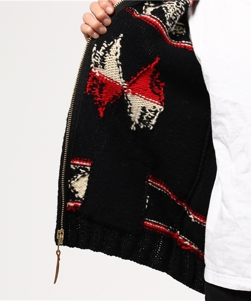 HYSTERIC GLAMOUR（ヒステリックグラマー）の「ARROW HEAD カウチン（カーディガン/ボレロ・メンズ・ホワイト/ブラック・SMALL/MEDIUM/LARGE）」の4枚目の写真