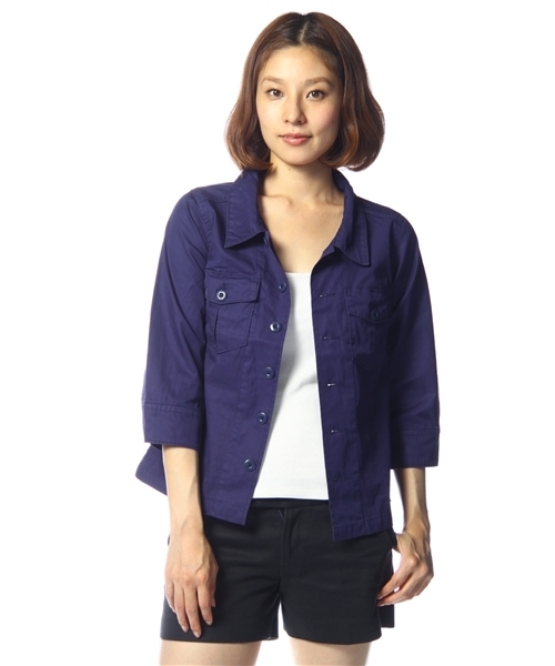 CIAOPANIC（チャオパニック）の「7分ミリタリーシャツ（シャツ/ブラウス・レディース・ネイビー/オリーブ・FREE）」の5枚目の写真