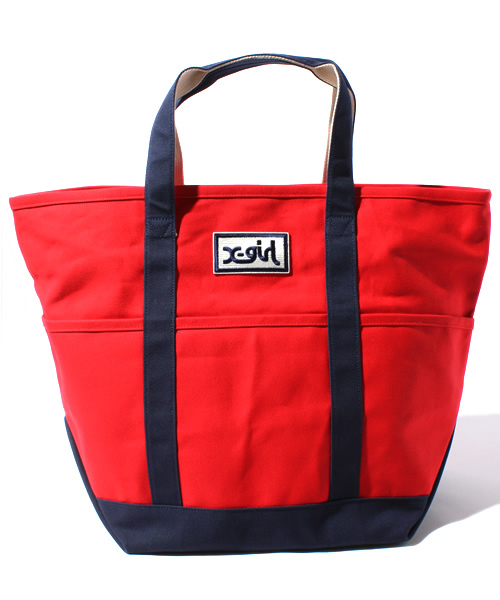 X-girl(エックスガール)の「BASIC BIG CANVAS BAG(トートバッグ・レディース・ホワイト/ブラック/レッド・ONE SIZE)」の3枚目の写真