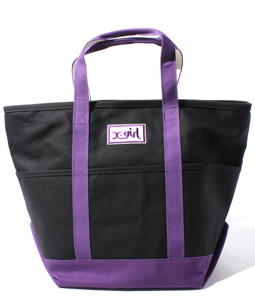 X-girl(エックスガール)の「BASIC BIG CANVAS BAG(トートバッグ・レディース・ホワイト/ブラック/レッド・ONE SIZE)」の2枚目の写真