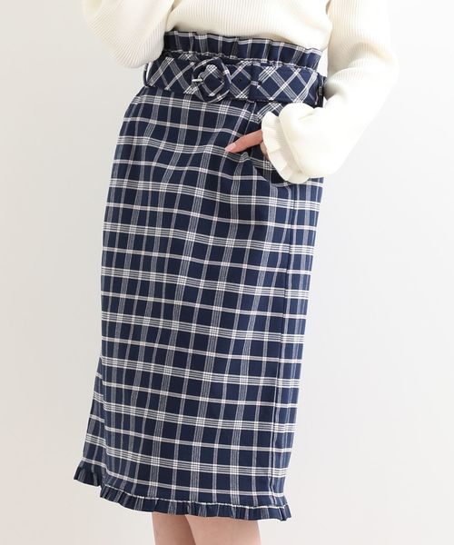 MAJESTIC LEGON（マジェスティックレゴン）の「ヘムフリルチェックIラインスカート（スカート・レディース・ピンク系その他2/ホワイト系その他2/ブルー系その他4・MEDIUM）」の8枚目の写真