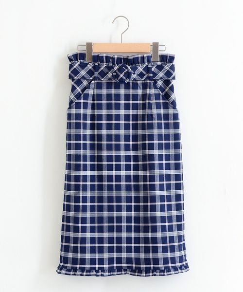 MAJESTIC LEGON（マジェスティックレゴン）の「ヘムフリルチェックIラインスカート（スカート・レディース・ピンク系その他2/ホワイト系その他2/ブルー系その他4・MEDIUM）」の9枚目の写真