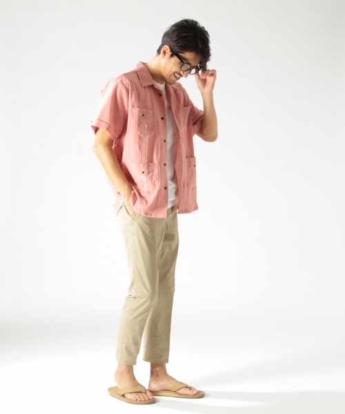 BAYFLOW(ベイフロー)の「BAYFLOW/刺繍キューバシャツ 18SS(シャツ/ブラウス・メンズ・ピンク/チャコール/ホワイト・MEDIUM/LARGE)」の14枚目の写真