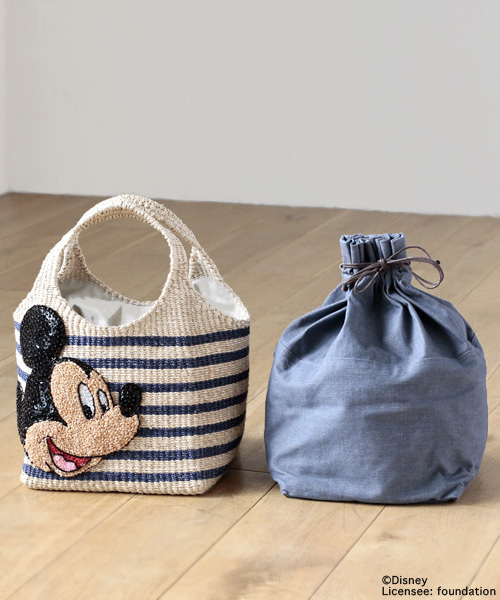 BEAMS BOY（ビームスボーイ）の「Ds*B SQﾎﾞ-ﾀﾞ-BAG（かごバッグ・レディース・ライトグレー/ネイビー・ONE SIZE）」の13枚目の写真