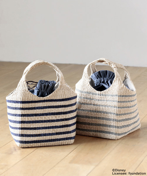 BEAMS BOY（ビームスボーイ）の「Ds*B SQﾎﾞ-ﾀﾞ-BAG（かごバッグ・レディース・ライトグレー/ネイビー・ONE SIZE）」の14枚目の写真