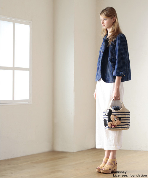 BEAMS BOY（ビームスボーイ）の「Ds*B SQﾎﾞ-ﾀﾞ-BAG（かごバッグ・レディース・ライトグレー/ネイビー・ONE SIZE）」の4枚目の写真