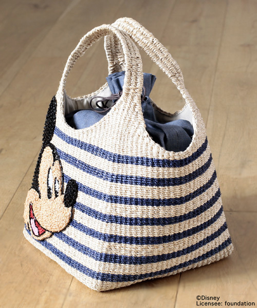 BEAMS BOY（ビームスボーイ）の「Ds*B SQﾎﾞ-ﾀﾞ-BAG（かごバッグ・レディース・ライトグレー/ネイビー・ONE SIZE）」の10枚目の写真