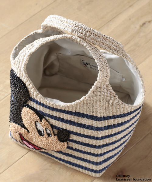 BEAMS BOY（ビームスボーイ）の「Ds*B SQﾎﾞ-ﾀﾞ-BAG（かごバッグ・レディース・ライトグレー/ネイビー・ONE SIZE）」の11枚目の写真