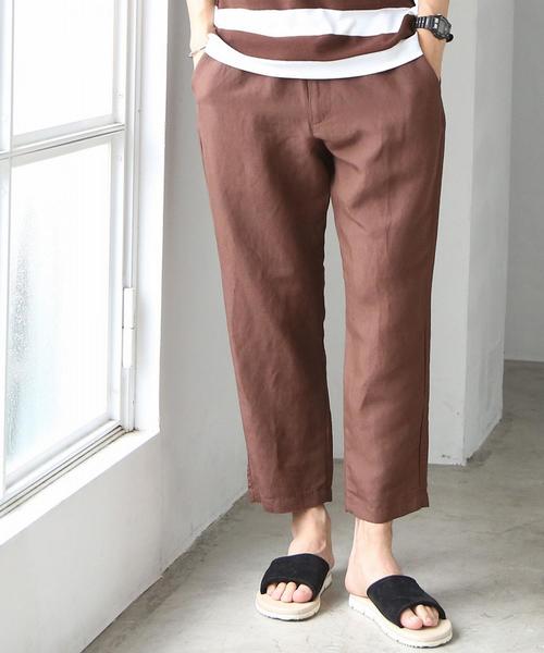 coen（コーエン）の「リネンミックスワイドアンクルイージーパンツ（その他パンツ・メンズ・ダークブラウン/ブラック/ベージュ・LARGE/SMALL/MEDIUM/X-LARGE）」の3枚目の写真
