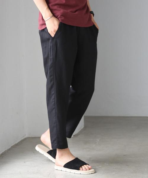 coen（コーエン）の「リネンミックスワイドアンクルイージーパンツ（その他パンツ・メンズ・ダークブラウン/ブラック/ベージュ・LARGE/SMALL/MEDIUM/X-LARGE）」の2枚目の写真