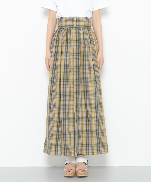 SENSE OF PLACE by URBAN RESEARCH（センスオブプレイスバイアーバンリサーチ）の「マドラスチェックマキシスカート（スカート・レディース・イエロー系その他・36/38）」の3枚目の写真