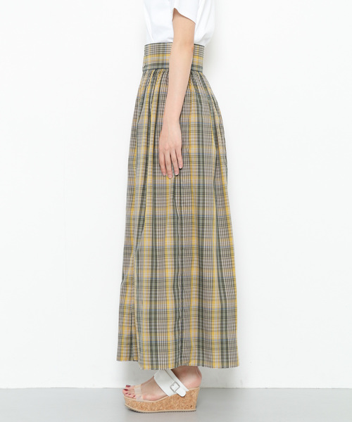 SENSE OF PLACE by URBAN RESEARCH（センスオブプレイスバイアーバンリサーチ）の「マドラスチェックマキシスカート（スカート・レディース・イエロー系その他・36/38）」の4枚目の写真