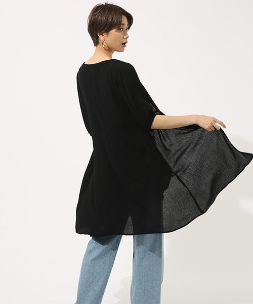 AZUL by moussy（アズールバイマウジー）の「花柄楊柳シフォンガウン（シャツ/ブラウス・レディース・ブラック系その他/レッド系その他/ブラック・MEDIUM/SMALL）」の18枚目の写真