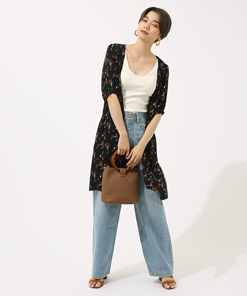 AZUL by moussy（アズールバイマウジー）の「花柄楊柳シフォンガウン（シャツ/ブラウス・レディース・ブラック系その他/レッド系その他/ブラック・MEDIUM/SMALL）」の9枚目の写真
