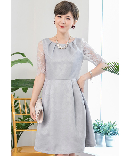 Aラインパーティードレス Mサイズ グレー nicole Aラインドレス グレー S M L XL XXL 結婚式 大きいサイズ