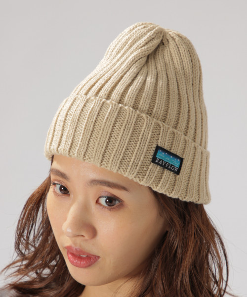 BAYFLOW（ベイフロー）の「ニットワッチキャップ（ニットキャップ/ビーニー・レディース・ブラック/ベージュ/ネイビー/グレー/スカイブルー・FREE）」の4枚目の写真