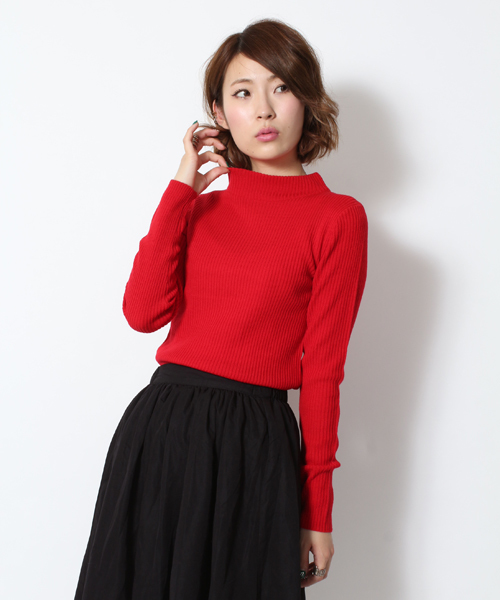 WEGO（ウィゴー）の「WEGO/リブハイネックニット（ニット/セーター・レディース・オフホワイト/ブラック/ブラック系その他/ネイビー/レッド/杢グレー/ブルー・FREE）」の7枚目の写真