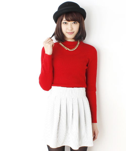 WEGO（ウィゴー）の「WEGO/リブハイネックニット（ニット/セーター・レディース・ブラック系その他/ブラック/オフホワイト/レッド/ネイビー/杢グレー/ブルー・FREE）」の7枚目の写真