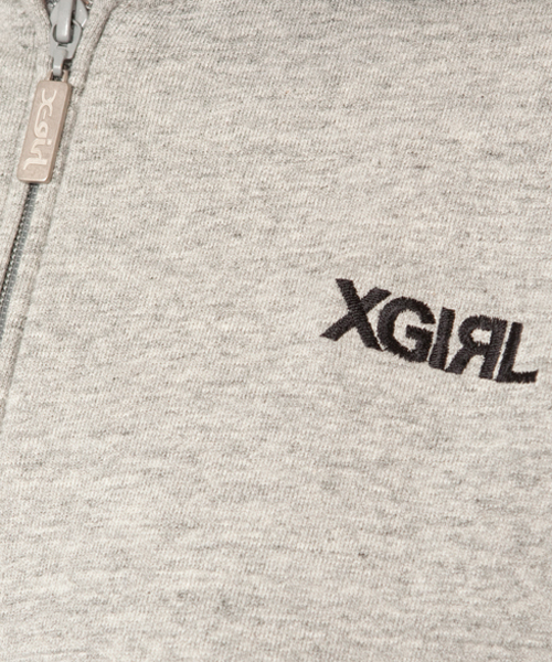 X-girl（エックスガール）の「BASIC SWEAT ZIP HOODIE（パーカー・レディース・ブラック/アッシュグレー/ネイビー/イエロー/ピンク・1/2）」の9枚目の写真