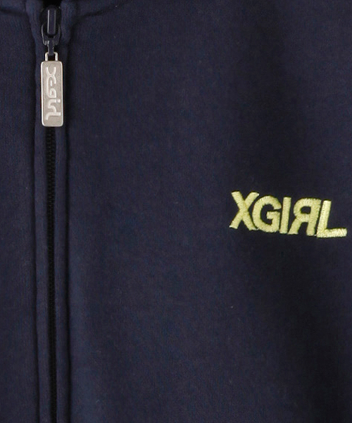 X-girl（エックスガール）の「BASIC SWEAT ZIP HOODIE（パーカー・レディース・ブラック/アッシュグレー/ネイビー/イエロー/ピンク・1/2）」の10枚目の写真
