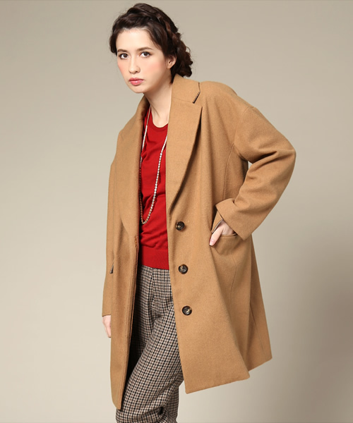 BEAMS LIGHTS Women's（ビームスライツ ウィメンズ）の「□BEAMS LIGHTS / ツイード切替チェスターコート（その他アウター・レディース・ブラック/ブラウン系その他・36/38）」の2枚目の写真