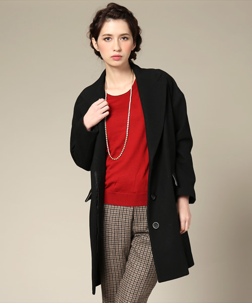 BEAMS LIGHTS Women's（ビームスライツ ウィメンズ）の「□BEAMS LIGHTS / ツイード切替チェスターコート（その他アウター・レディース・ブラック/ブラウン系その他・36/38）」の3枚目の写真