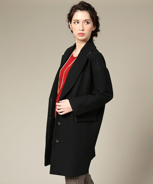 BEAMS LIGHTS Women's（ビームスライツ ウィメンズ）の「□BEAMS LIGHTS / ツイード切替チェスターコート（その他アウター・レディース・ブラック/ブラウン系その他・36/38）」の4枚目の写真