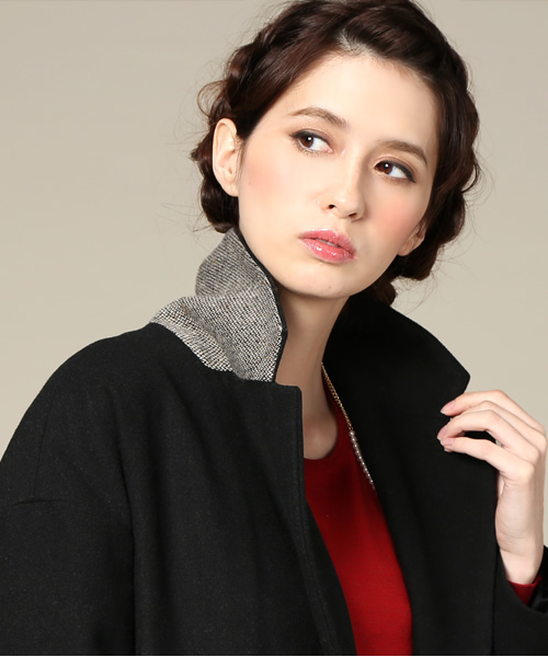 BEAMS LIGHTS Women's（ビームスライツ ウィメンズ）の「□BEAMS LIGHTS / ツイード切替チェスターコート（その他アウター・レディース・ブラック/ブラウン系その他・36/38）」の8枚目の写真