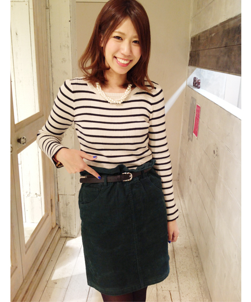 Chico（チコ）の「コーデュロイベルト付SK（スカート・レディース・キャメル/オフホワイト/グリーン・FREE）」の16枚目の写真