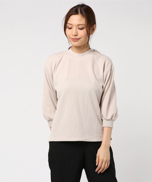 one way(ワンウェイ)の「タックボリュームスリーブワッフル(Tシャツ/カットソー・レディース・ホワイト/ブラック/ベージュ/ライトグリーン・M)」の4枚目の写真