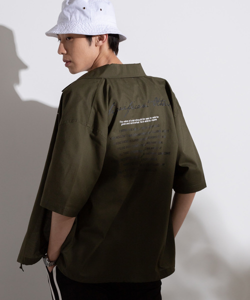 WEGO（ウィゴー）の「WEGO/グラフィック5分袖コーチジャケット（シャツ/ブラウス・メンズ・ホワイト/ブラック/カーキ/ブラック系その他/ベージュ・MEDIUM/LARGE）」の5枚目の写真