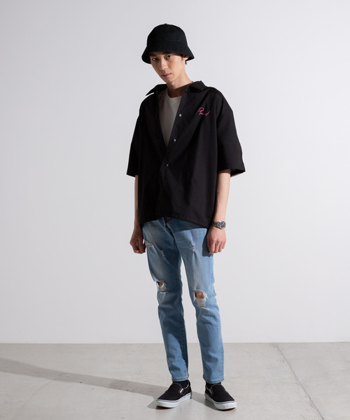 WEGO（ウィゴー）の「WEGO/グラフィック5分袖コーチジャケット（シャツ/ブラウス・メンズ・ホワイト/ブラック/カーキ/ブラック系その他/ベージュ・MEDIUM/LARGE）」の10枚目の写真