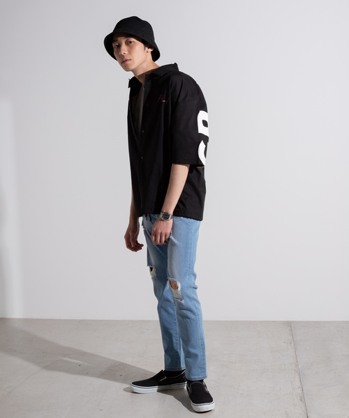WEGO（ウィゴー）の「WEGO/グラフィック5分袖コーチジャケット（シャツ/ブラウス・メンズ・ホワイト/ブラック/カーキ/ブラック系その他/ベージュ・MEDIUM/LARGE）」の12枚目の写真