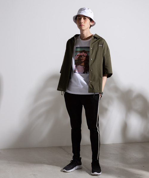 WEGO（ウィゴー）の「WEGO/グラフィック5分袖コーチジャケット（シャツ/ブラウス・メンズ・ホワイト/ブラック/カーキ/ブラック系その他/ベージュ・MEDIUM/LARGE）」の19枚目の写真