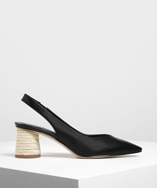 CHARLES & KEITH(チャールズ & キース)の「エスパドリーユシリンドリカルブロックヒール スリングバック / Espadrille Cylindrical Block Heel Slingbacks(サンダル・レディース・ブラック/ピンク/イエロー・22.5cm/23cm/23.5cm/24.5cm/25cm)」の2枚目の写真