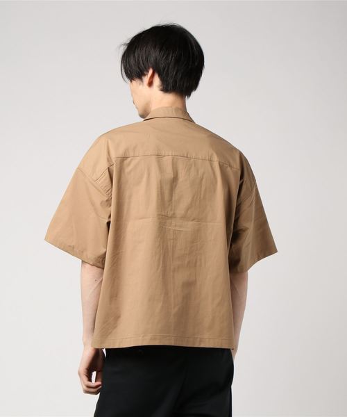 WEGO（ウィゴー）の「WEGO/クロップド5分袖ワークポプリンシャツ（シャツ/ブラウス・メンズ・ブラック/ベージュ/カーキ・MEDIUM/LARGE）」の5枚目の写真