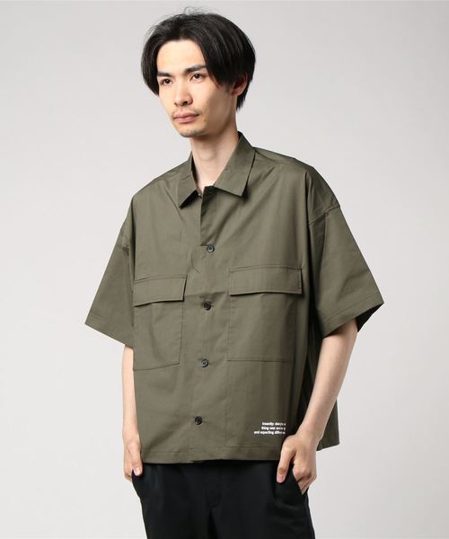 WEGO（ウィゴー）の「WEGO/クロップド5分袖ワークポプリンシャツ（シャツ/ブラウス・メンズ・ブラック/ベージュ/カーキ・MEDIUM/LARGE）」の12枚目の写真