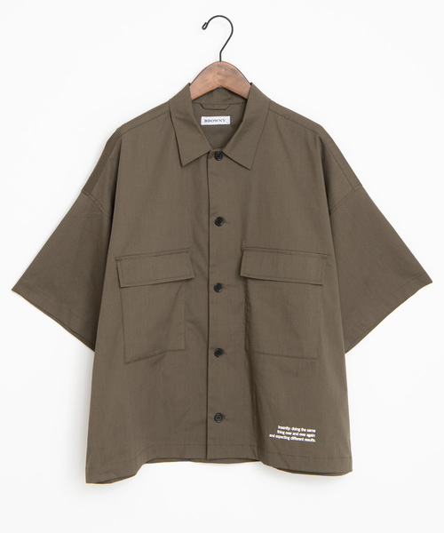 WEGO（ウィゴー）の「WEGO/クロップド5分袖ワークポプリンシャツ（シャツ/ブラウス・メンズ・ブラック/ベージュ/カーキ・MEDIUM/LARGE）」の19枚目の写真