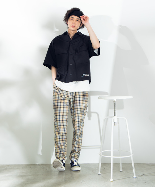 WEGO（ウィゴー）の「WEGO/クロップド5分袖ワークポプリンシャツ（シャツ/ブラウス・メンズ・ブラック/ベージュ/カーキ・MEDIUM/LARGE）」の18枚目の写真