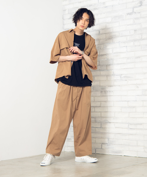 WEGO（ウィゴー）の「WEGO/クロップド5分袖ワークポプリンシャツ（シャツ/ブラウス・メンズ・ブラック/ベージュ/カーキ・MEDIUM/LARGE）」の20枚目の写真