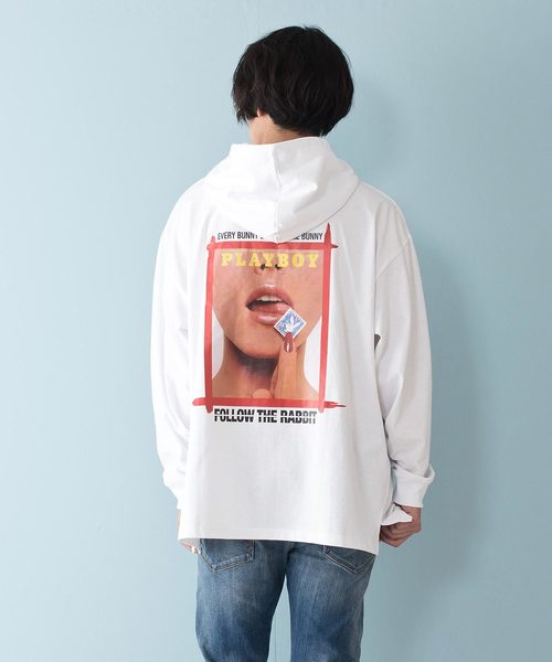 セール Play Boy プレイボーイ バックプリントｔパーカー ブランドロゴ パーカー Playboy プレイボーイ のファッション通販 Zozotown