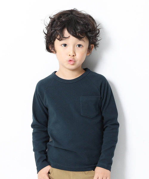 devirock(デビロック)の「厚手ポケット付長袖Tシャツ(Tシャツ/カットソー・キッズ・オフホワイト/ブラック/ヘザーチャコール/ネイビー/カーキ/ラベンダー/スモークピンク/モカ/ライトブラウン/キャメル/パープル系その他/ブルーグレー・80cm/90cm/100cm/110cm/120cm/130cm/140cm/150cm/160cm)」の9枚目の写真