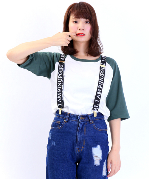 WEGO（ウィゴー）の「WEGO/ポケット付ラグランTシャツ（Tシャツ/カットソー・レディース・ブラック/ダークグリーン/ネイビー/ワイン・FREE）」の3枚目の写真