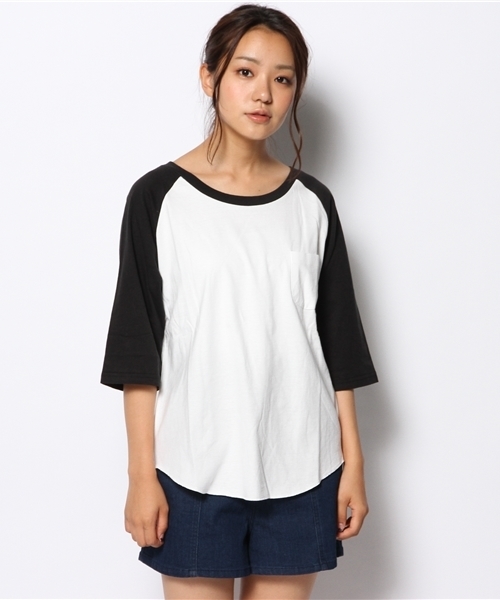 WEGO（ウィゴー）の「WEGO/ポケット付ラグランTシャツ（Tシャツ/カットソー・レディース・ブラック/ダークグリーン/ネイビー/ワイン・FREE）」の5枚目の写真