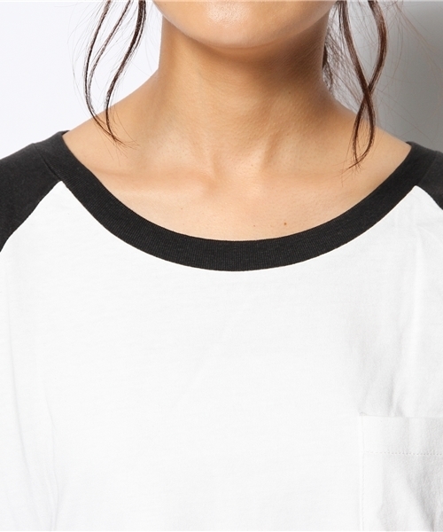 WEGO（ウィゴー）の「WEGO/ポケット付ラグランTシャツ（Tシャツ/カットソー・レディース・ブラック/ダークグリーン/ネイビー/ワイン・FREE）」の8枚目の写真
