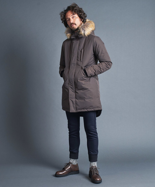 Magine（マージン）の「NYLON FUR DOWN MODS COAT：ナイロン ファーダウン モッズコート（ダウンジャケット/コート・メンズ・ブラック/ブラウン/カーキ/オリーブ・44/46/48）」の22枚目の写真