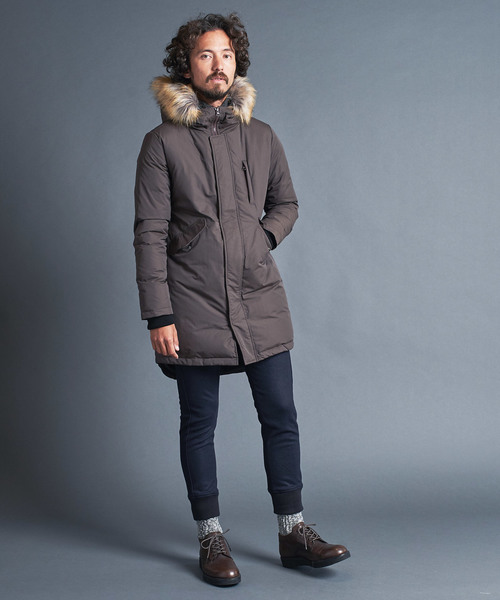 セール】NYLON FUR DOWN MODS COAT：ナイロン ファーダウン モッズ